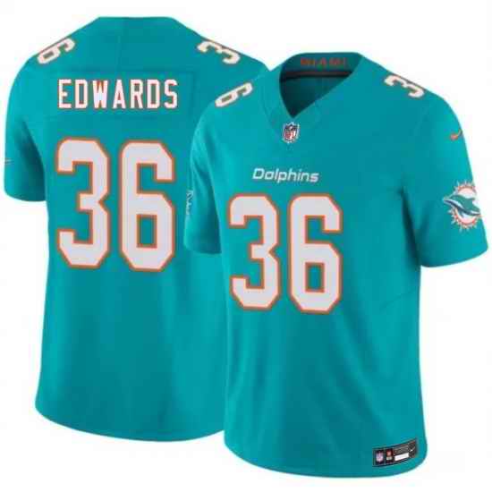 Men Miami Dolphins  36 Donovan Edwards Aqua 2026 F U S E  Vapor Limited Stitched Football Jersey