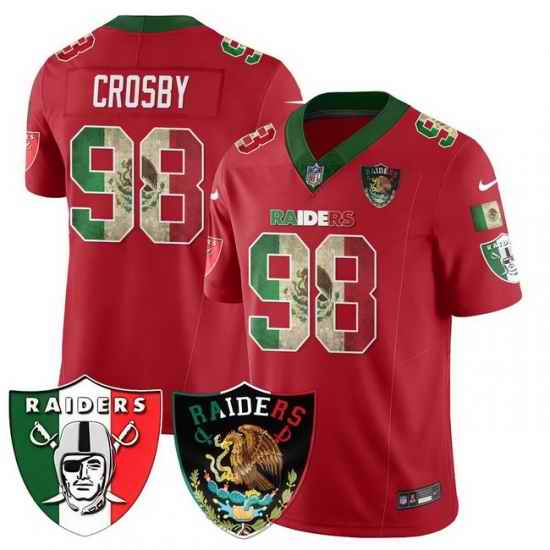 Men Las Vegas Raiders 98 Maxx Crosby Red Mexico F U S E Vapor Stitched Football Jersey