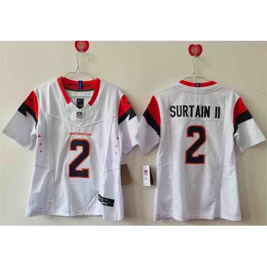 Women Denver Broncos 2 Pat Surtain II White 2024 F U S E Throwback Stitched Jersey