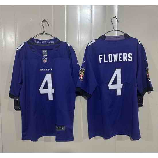 Men Baltimore Ravens  4 Zay Flowers Purple 2026 Vapor Stitched Limited Football Jersey