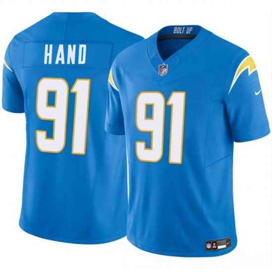 Men Los Angeles Chargers 91 Da 27Shawn Hand Blue 2024 F U S E Vapor Limited Stitched Football Jersey