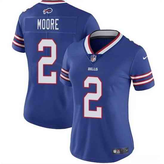Women Buffalo Bills 2 D J Moore Blue Vapor Stitched Football Jersey
