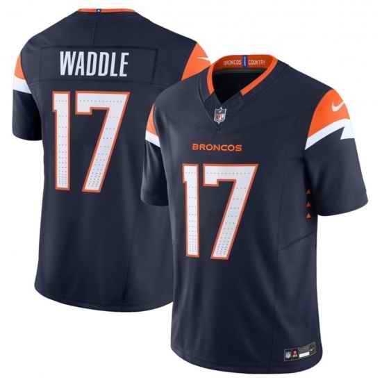 Men Denver Broncos  17 Jaylen Waddle Navy 2026 F U S E  Vapor Limited Stitched Football Jersey