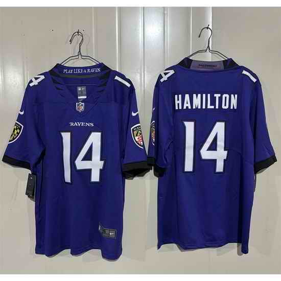 Men Baltimore Ravens  14 Kyle Hamilton Purple 2026 Vapor Stitched Limited Football Jersey