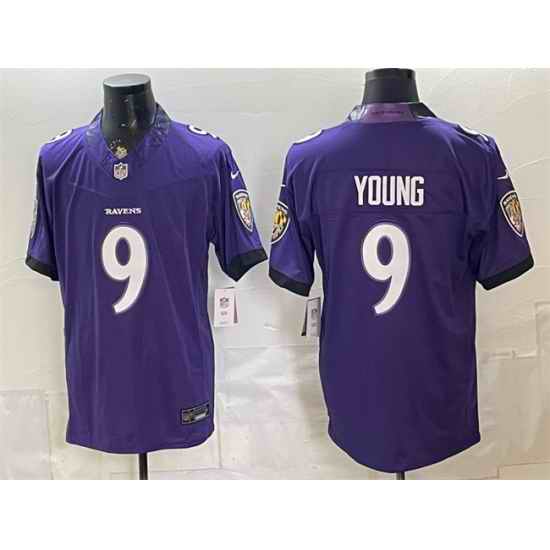 Men Baltimore Ravens  9 Zion Young Purple 2026 F U S E  Vapor Stitched Limited Football Jersey