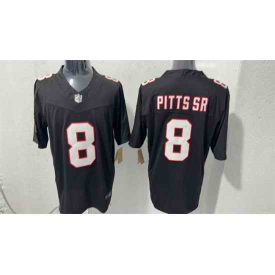Men Atlanta Falcons 8 Kyle Pitts Black F U S E Vapor Untouchable Limited Stitched Football Jersey