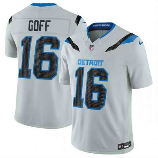 Men Detroit Lions  16 Jared Goff Silver 2026 F U S E  Rivalries Collection Limited Stitched Football Jersey
