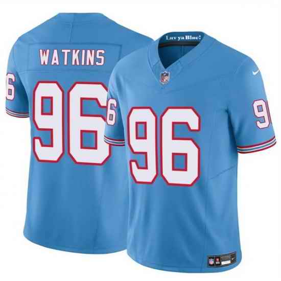 Men Tennessee Titans 96 Carlos Watkins Blue 2025 F U S E  Throwback Vapor Limited Stitched Football Jersey