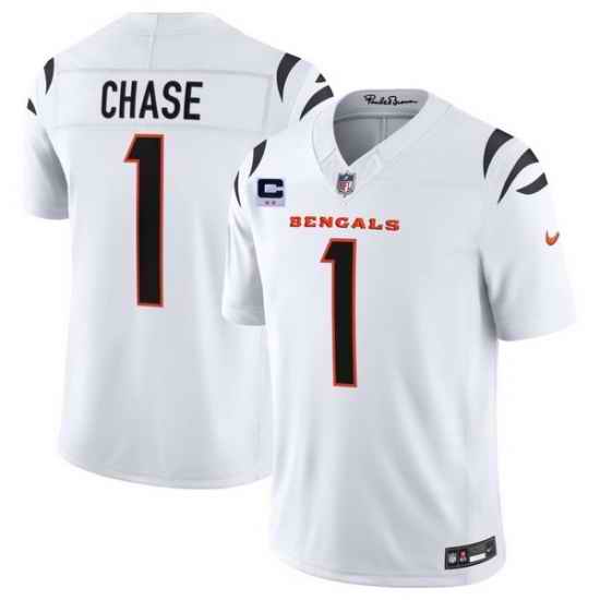 Men Cincinnati Bengals 1 Ja Marr Chase White 2026 F U S E 2 Star C Patch Vapor Untouchable Limited Stitched Football Jersey