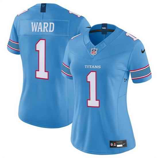 Women Tennessee Titans 1 Cameron Ward Light Blue 2026 F U S E Vapor Limited Stitched Football Jersey