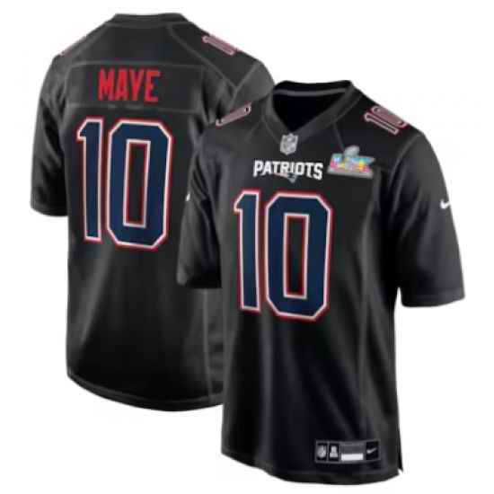 Drake Maye New England Patriots Nike Super Bowl LX Patch Carbon Fashion Game Jersey Black