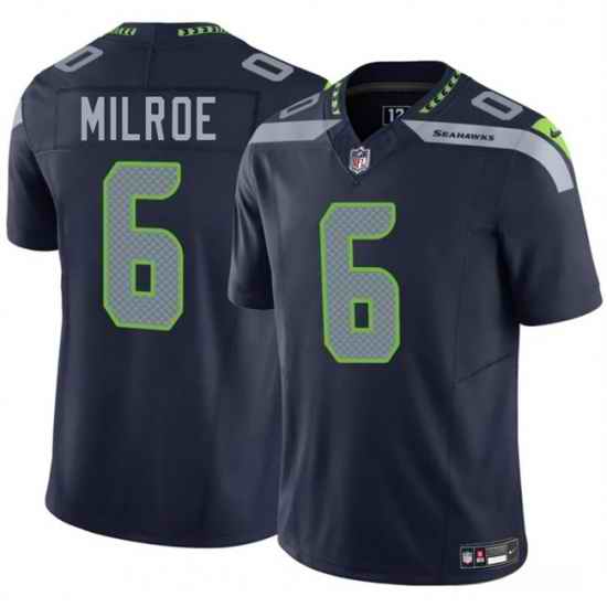 Men Seattle Seahawks 6 Jalen Milroe Navy 2025 Draft F U S E  Vapor Untouchable Limited Stitched Football Jersey
