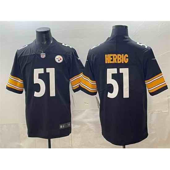 Men Pisttburgn Steelers 51 Nick Herbig Black Vapor Untouchable Limited Stitched Football Jersey