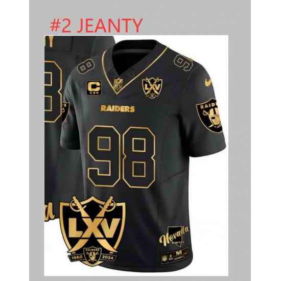 Men Los Vegas Raiders #2 Ashton Jeanty Black Gold 2025 Stitched Jersey