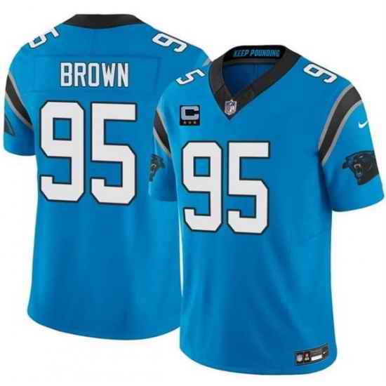 Men Carolina Panthers 95 Derrick Brown Blue 2026 F U S E 3 Star C Patch Vapor Limited Stitched Football Jersey