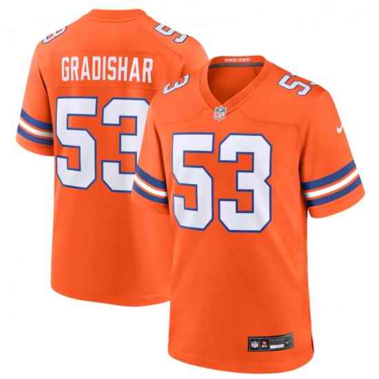 Men Denver Broncos 53 Randy Gradishar Orange Mile High Collection 1977 Throwback Stitched Jersey
