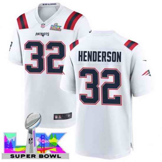 Men Women youth New England Patriots #32 TreVeyon Henderson 2025 2026 Super Bowl LX F U S E Stitched NFL Jersey White