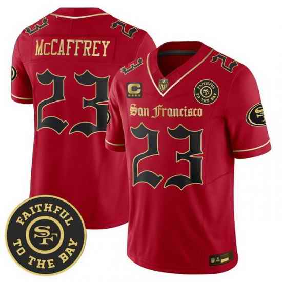 Men San Francisco 49ers Christian McCaffrey Gothic Edition Red Black Vapor Limited Jersey
