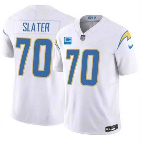 Men Los Angeles Chargers 70 Rashawn Slater White 2026 F U S E 2 Star C Patch Vapor Limited Stitched Football Jersey
