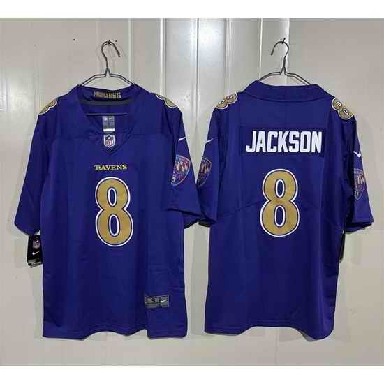 Men Baltimore Ravens  8 Lamar Jackson Purple 2026 Alternate Vapor Stitched Limited Football Jersey