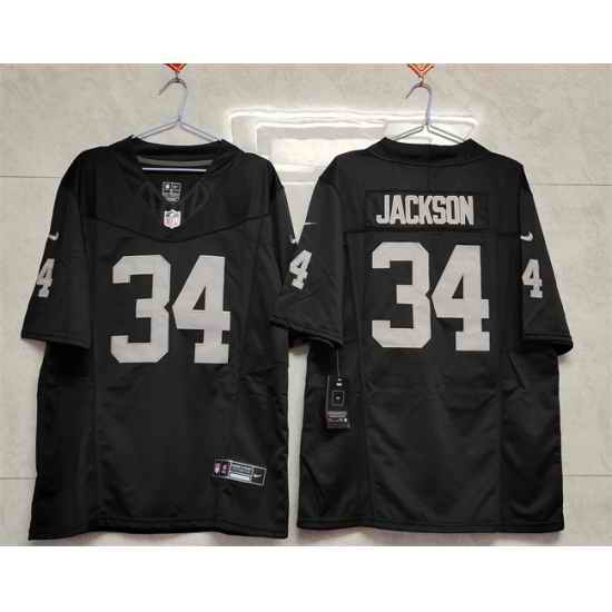 Women Las Vegas Raiders 34 Bo Jackson Black 2025 F U S E  Vapor Stitched Jersey