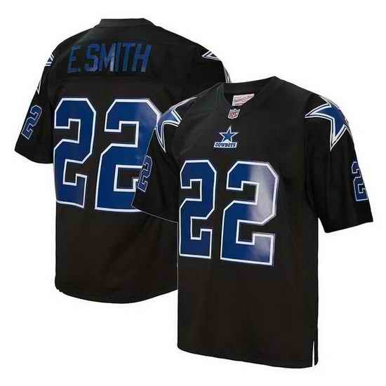 Men Dallas Cowboys 22 Emmitt Smith Black Throwback Limited Stitched Football Jersey