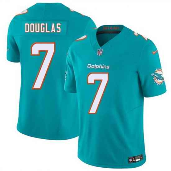 Men Miami Dolphins  7 Caleb Douglas Aqua 2026 Draft F U S E  Vapor Limited Stitched Football Jersey