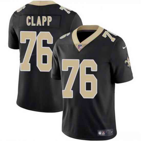 Men New Orleans Saints 76 Will Clapp Black 2025 Vapor Limited Stitched Football Jersey