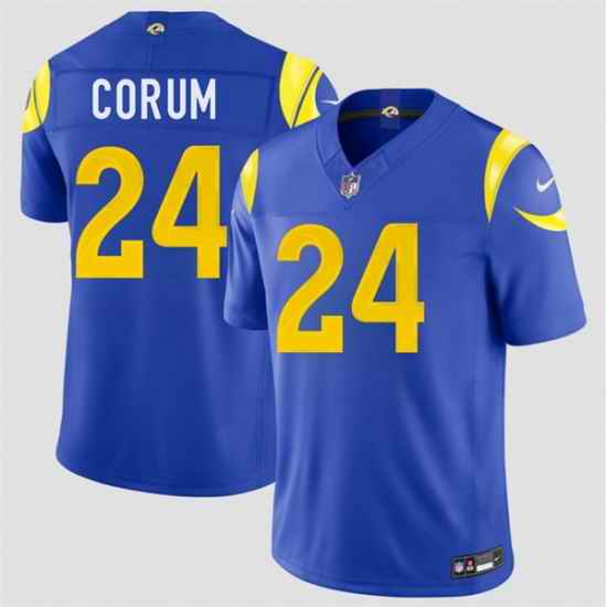 Men Los Angeles Rams  24 Blake Corum Royal 2026 F U S E  Vapor Limited Stitched Football Jersey
