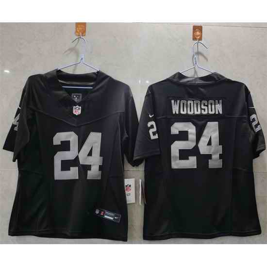 Women Las Vegas Raiders 24 Charles Woodson Black 2025 F U S E  Vapor Stitched Jersey