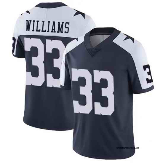 Men Dallas Cowboys 33 Javonte Williams Navy Blue Thanksgiven Limited Stitched Football Jersey