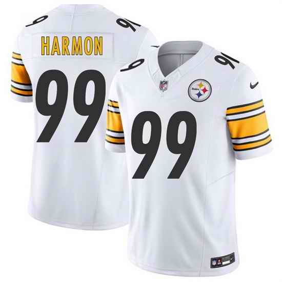 Men Pittsburgh Steelers 99 Derrick Harmon White 2025 Draft F U S E  Vapor Limited Stitched Football Jersey