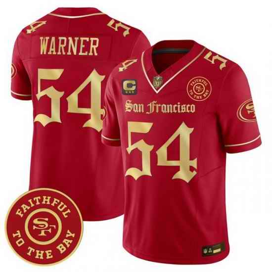 Men San Francisco 49ers 54 Fred Warner Gothic Edition Red Gold Vapor Limited Jersey