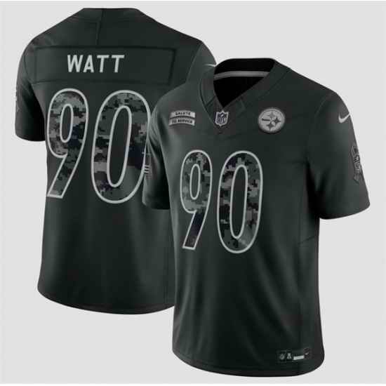 Men Pittsburgh Steelers 90 T J Watt Black F U S E 2026 Salute to Service Limited Stitched Football Jersey