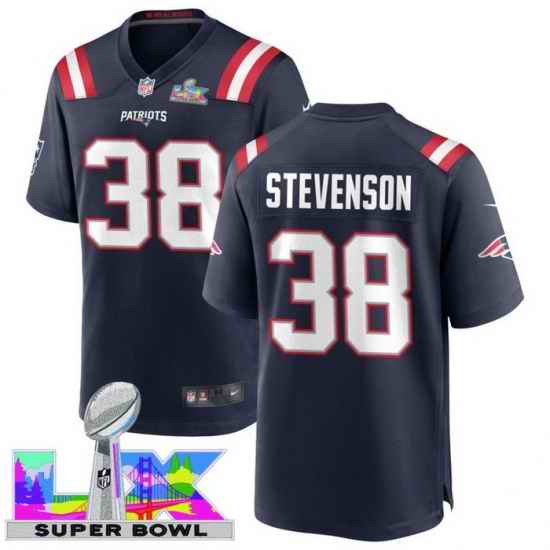 Men Women youth New England Patriots #38 Rhamondre Stevenson 2025 2026 Super Bowl LX F U S E Stitched NFL Jersey Blue