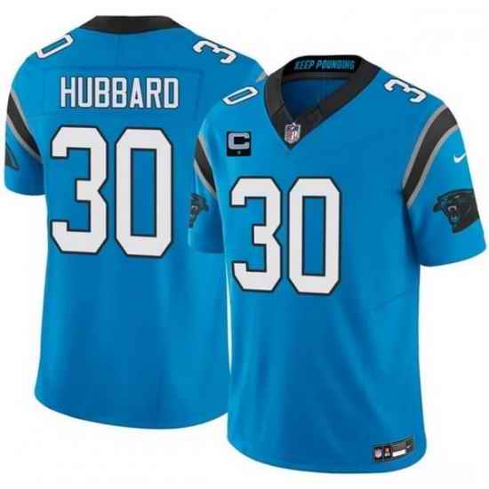 Men Carolina Panthers 30 Chuba Hubbard Blue 2026 F U S E 1 Star C Patch Vapor Limited Stitched Football Jersey