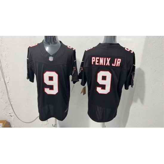 Men Atlanta Falcons 9 Michael Penix Jr Black F U S E Vapor Untouchable Limited Stitched Football Jersey