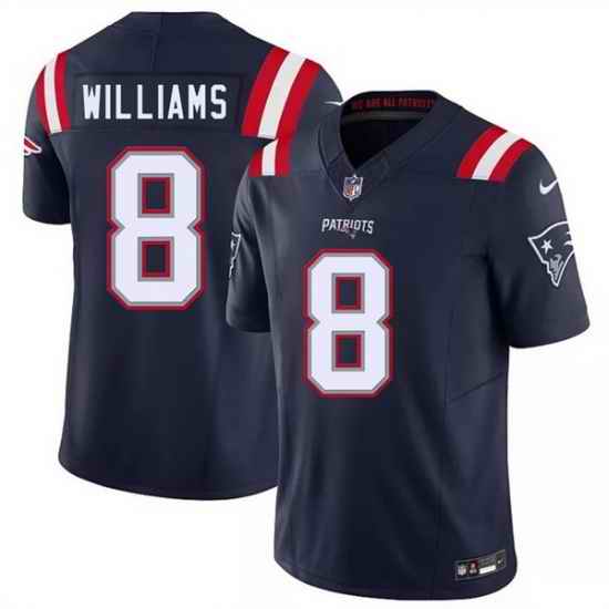 Men New England Patriots  8 Kyle Williams Navy 2026 F U S E  Vapor Limited Stitched Football Jersey