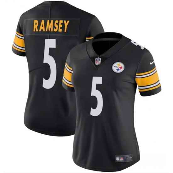 Women Pittsburgh Steelers 5 Jalen Ramsey Black 2025 Vapor Untouchable Limited Stitched Football Jersey