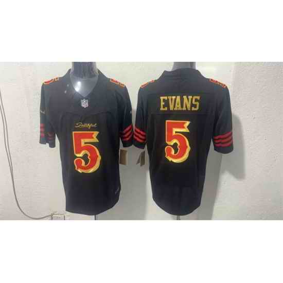 Men San Francisco 49ers  5 Mike Evans Black Gold 2026 F U S E   Rivalries  Vapor Limited Stitched Football Jersey