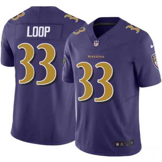 Men Baltimore Ravens Tyler Loop #33 Purple Rush Stitched NFL Jersey