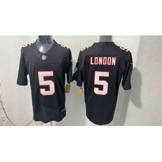 Men Atlanta Falcons 5 Drake London Black F U S E Vapor Untouchable Limited Stitched Football Jersey