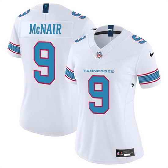 Women Tennessee Titans 9 Steve McNair White 2026 F U S E Vapor Limited Stitched Football Jersey
