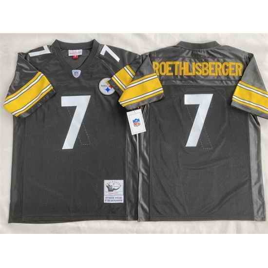 Men Pittsburgh Steelers 7 Ben Roethlisberger Black Stitched Football Jersey