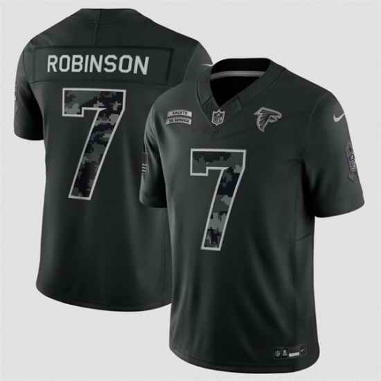 Men Atlanta Falcons 7 Bijan Robinson Black F U S E 2026 Salute to Service Limited Stitched Football Jersey