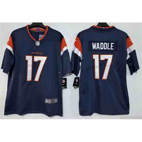 Men Denver Broncos  17 Jaylen Waddle Navy 2026 Vapor Limited Stitched Football Jersey