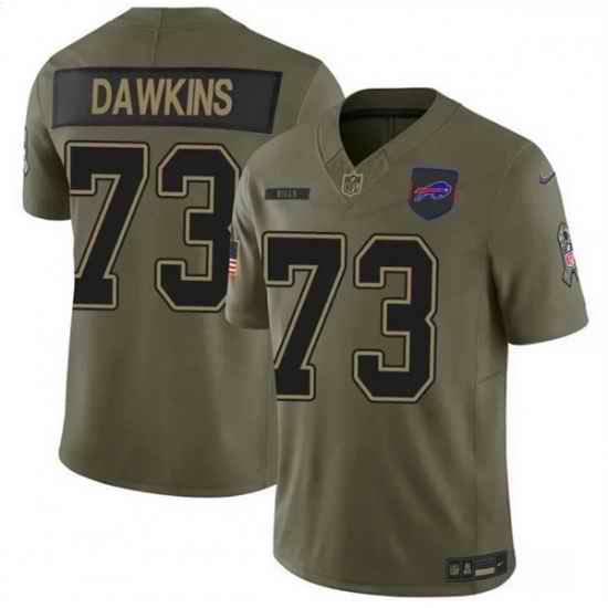 Men Buffalo Bills 73 Dion Dawkins Olive 2025 F U S E  Salute to Service Limited Stitched Football Jersey