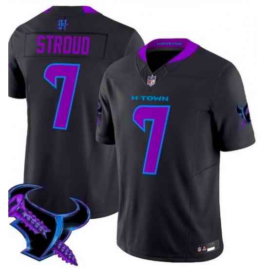 Men Houston Texans 7 C J  Stroud Black F U S E  2025 2025 DJ SCREW Vapor Limited Stitched Football Jersey