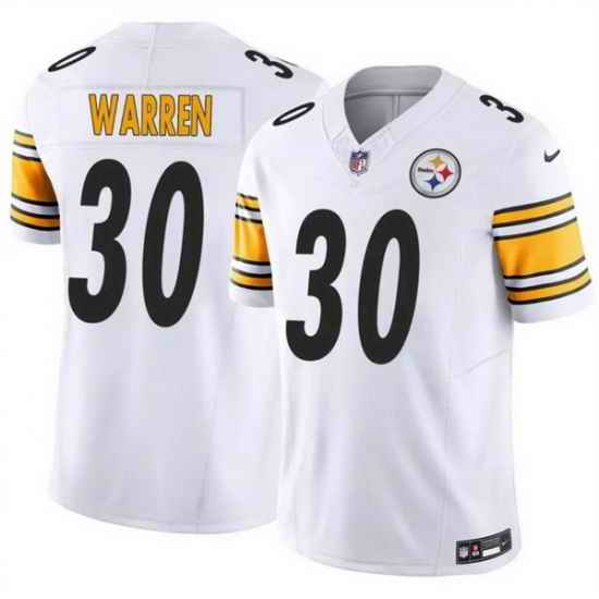 Men Pittsburgh Steelers 30 Jaylen Warren White 2025 F U S E  Vapor Limited Stitched Football Jersey