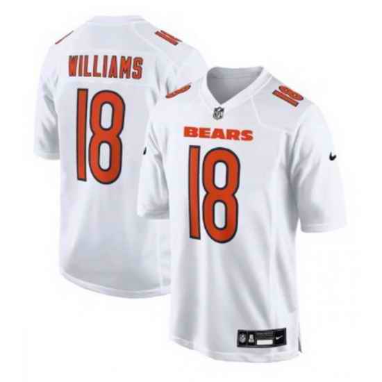 Men Chicago Bears 18 Caleb Williams Tundra White Fashion Jersey